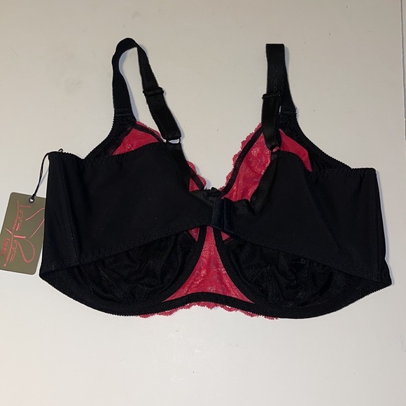 🆕 Love Love “Sabina” Black and Pink Underwire Bra - Size 46H / H46 - Picture 3 of 9